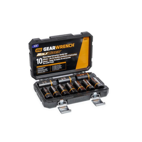 GEARWRENCH 86071 10 Piece 1/2" Drive Bolt Biter™ Deep Extraction Socket Set