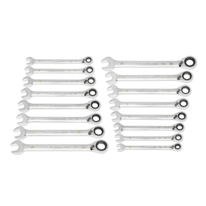 GEARWRENCH 86629 16 Piece 90-Tooth 12 Point Metric Reversible Ratcheting Wrench Set