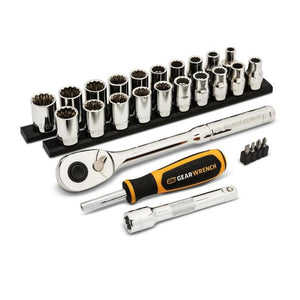 GEARWRENCH GWXSCBMTS12 27 Piece 1/2" Drive 12 Point SAE/Metric Mechanics Hand Tool Set