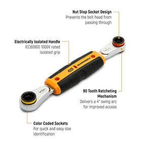 GEARWRENCH GWULRW1258 1/2" x 5/8" Lineman 2-in-1 Isolated Ratcheting Box Wrench