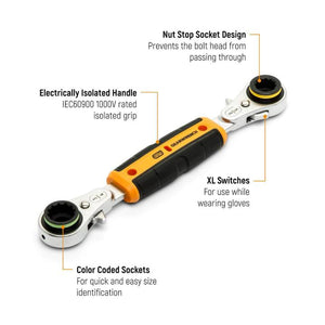 GEARWRENCH GWULRW41 Lineman 4-in-1 Isolated Ratcheting Box Wrench