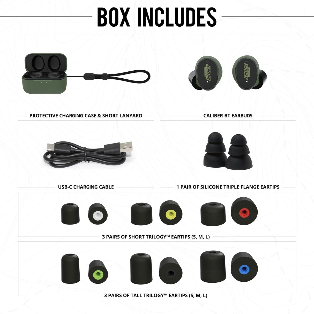 ISOTUNES CALIBER BT included accessories