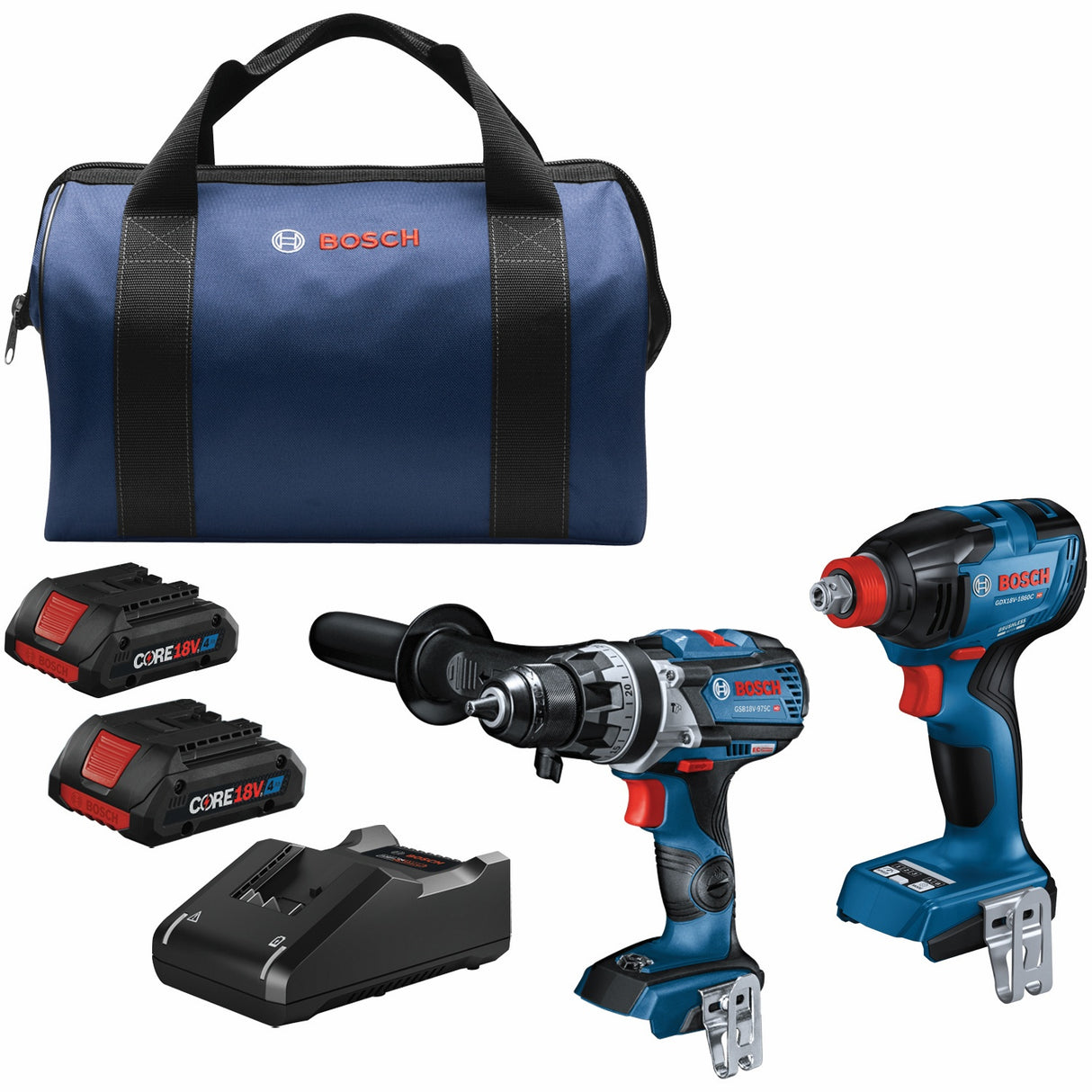 Bosch GXL18V-227B25 18V 2-Tool Combo Kit with Connected-Ready Two-In-One 1/4 In. Bit/Socket Impact Driver/Wrench & 1/2 In. Hammer Drill/Driver