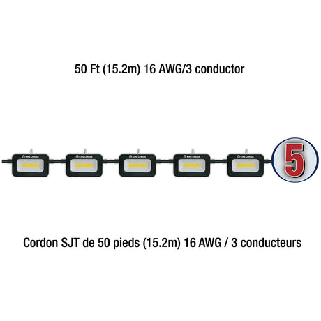 KING K-5016-5LED 5000 LUMENS 50FT 5 LED STRING LIGHT