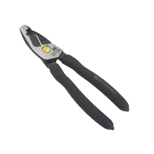 Pair of pliers with a visible brand logo on a light gray background