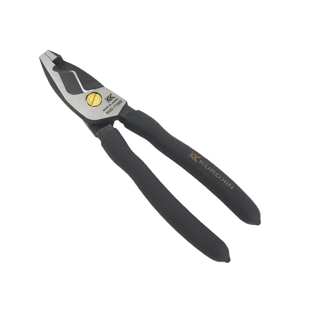 Pair of pliers with a visible brand logo on a light gray background