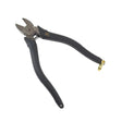 Pair of wire cutters with black handles on a white background