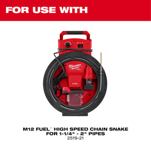 Milwaukee 2519-21 M12 FUEL™ High Speed Chain Snake for 1-1/4”-2” Pipes