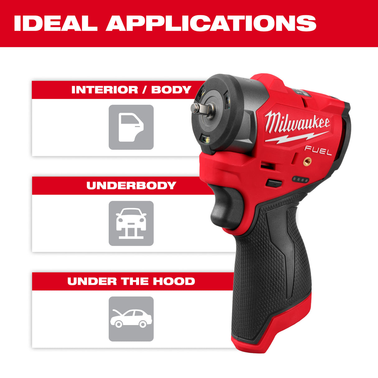Milwaukee 3049-20 M12 FUEL™ 3/8" Subcompact Impact Wrench w/ Friction Ring (Tool Only)