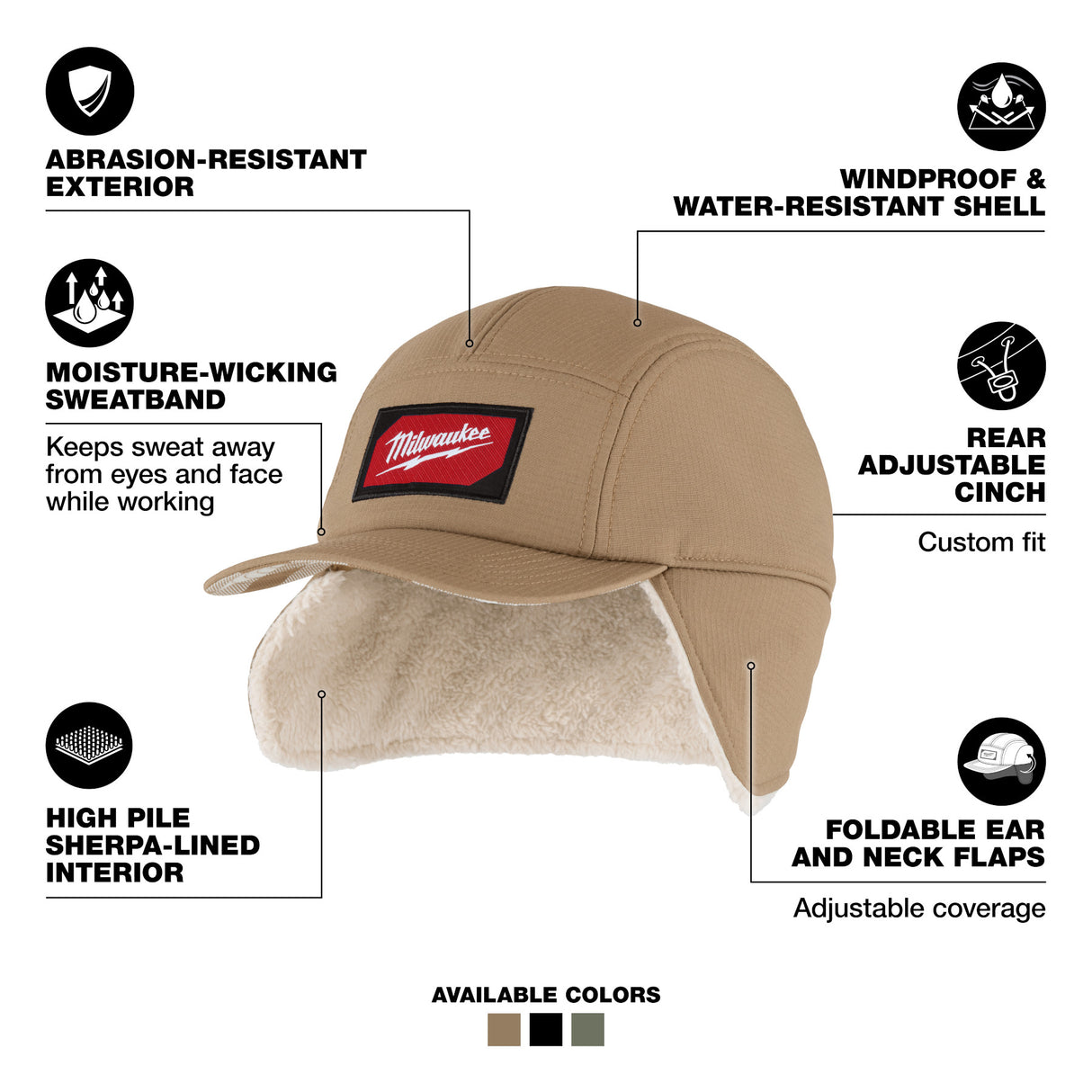 Milwaukee M754K-SM Sherpa-Lined Hat | Khaki, Small/Medium