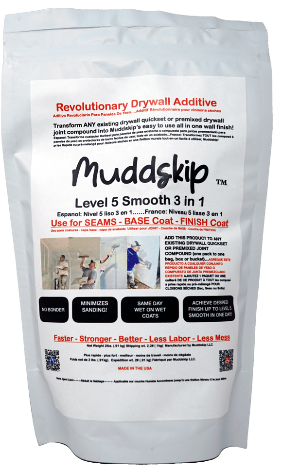Wallboard MDSMOOTH-BAG Muddskip™ Level 5 SMOOTH 3-in-1 Drywall Additive (2lb Bag)