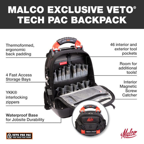 Malco®  Install & Service HVAC Pro Kit with Veto® TECH PAC  Backpack