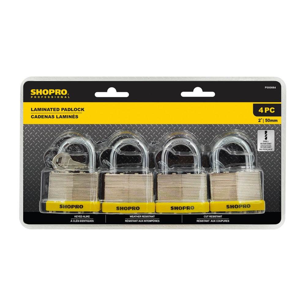 SHOPRO P000664 4 PC Laminated Padlock- 2"/50mm