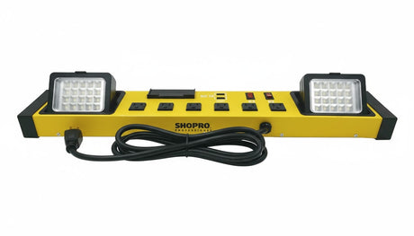 SHOPRO P010718 6- Outlet PowerStation and Dual LED Worklight with 2 USBs