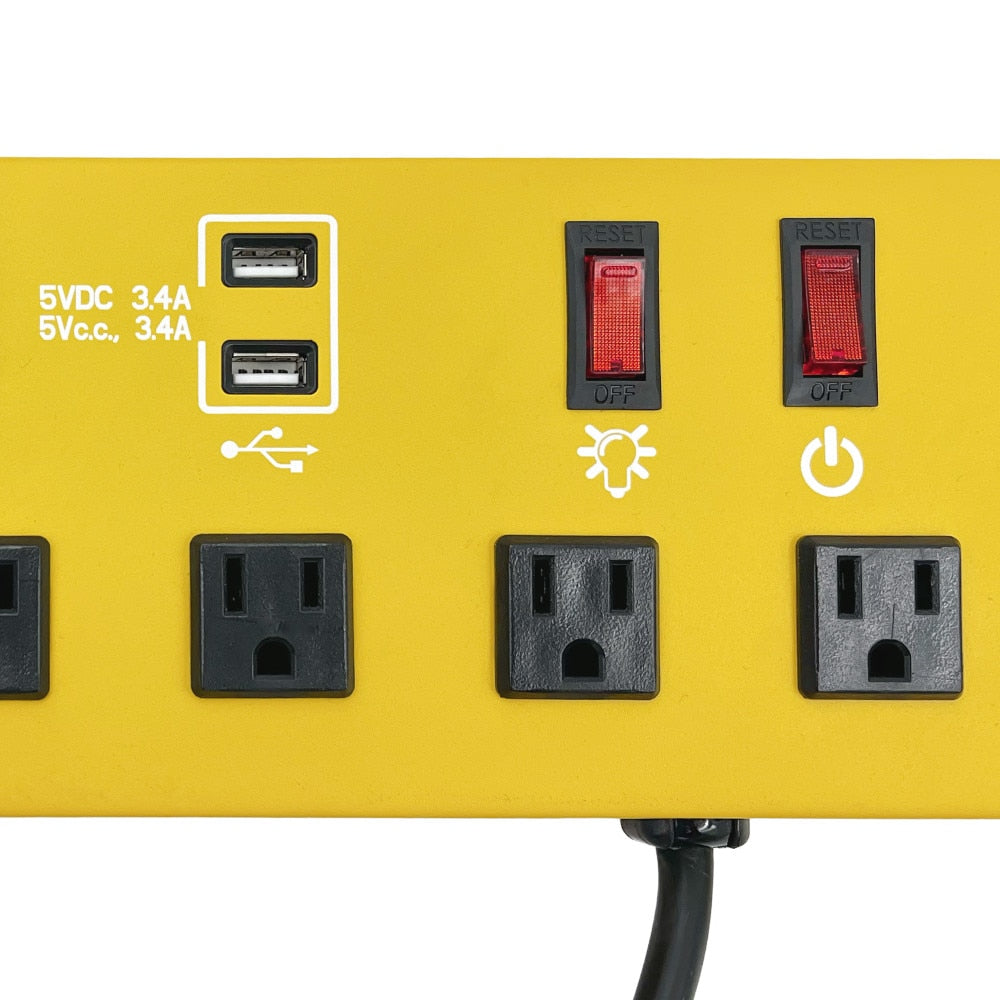 SHOPRO P010718 6- Outlet PowerStation and Dual LED Worklight with 2 USBs