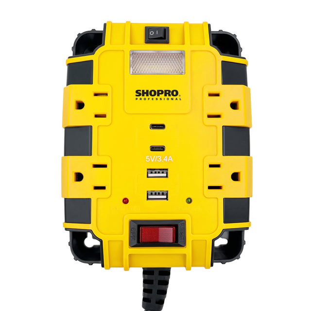 SHOPRO P010722 4- OutLet Magnetic PowerHub with LED Light with 4 USBs