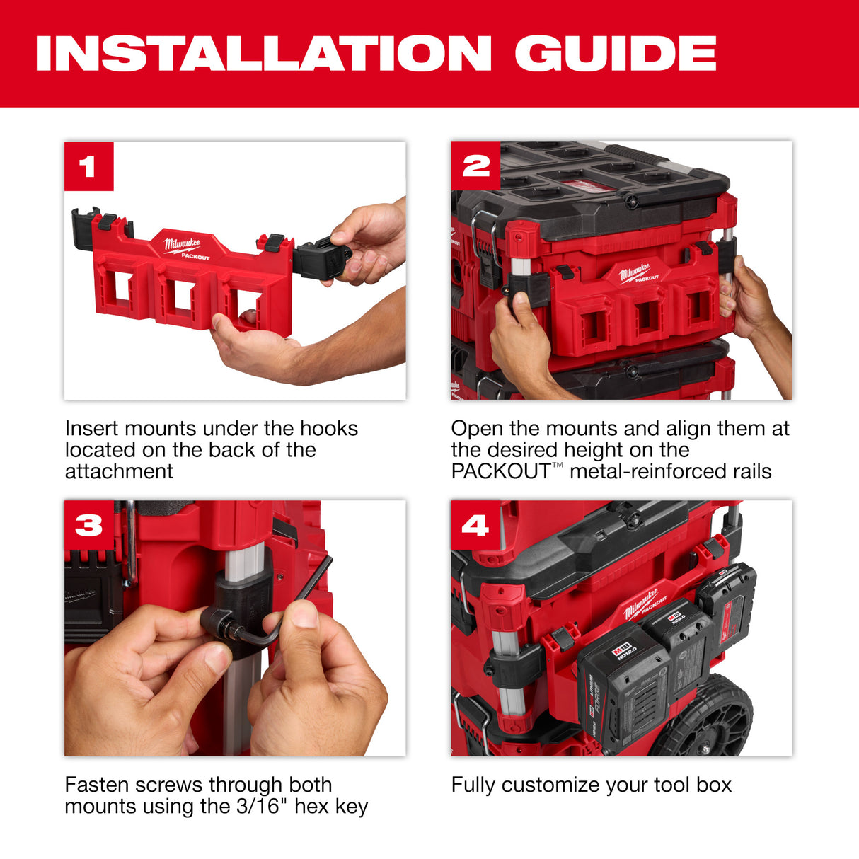 Milwaukee 48-22-8607 PACKOUT™ Tool Box Long Tool Holder Attachment