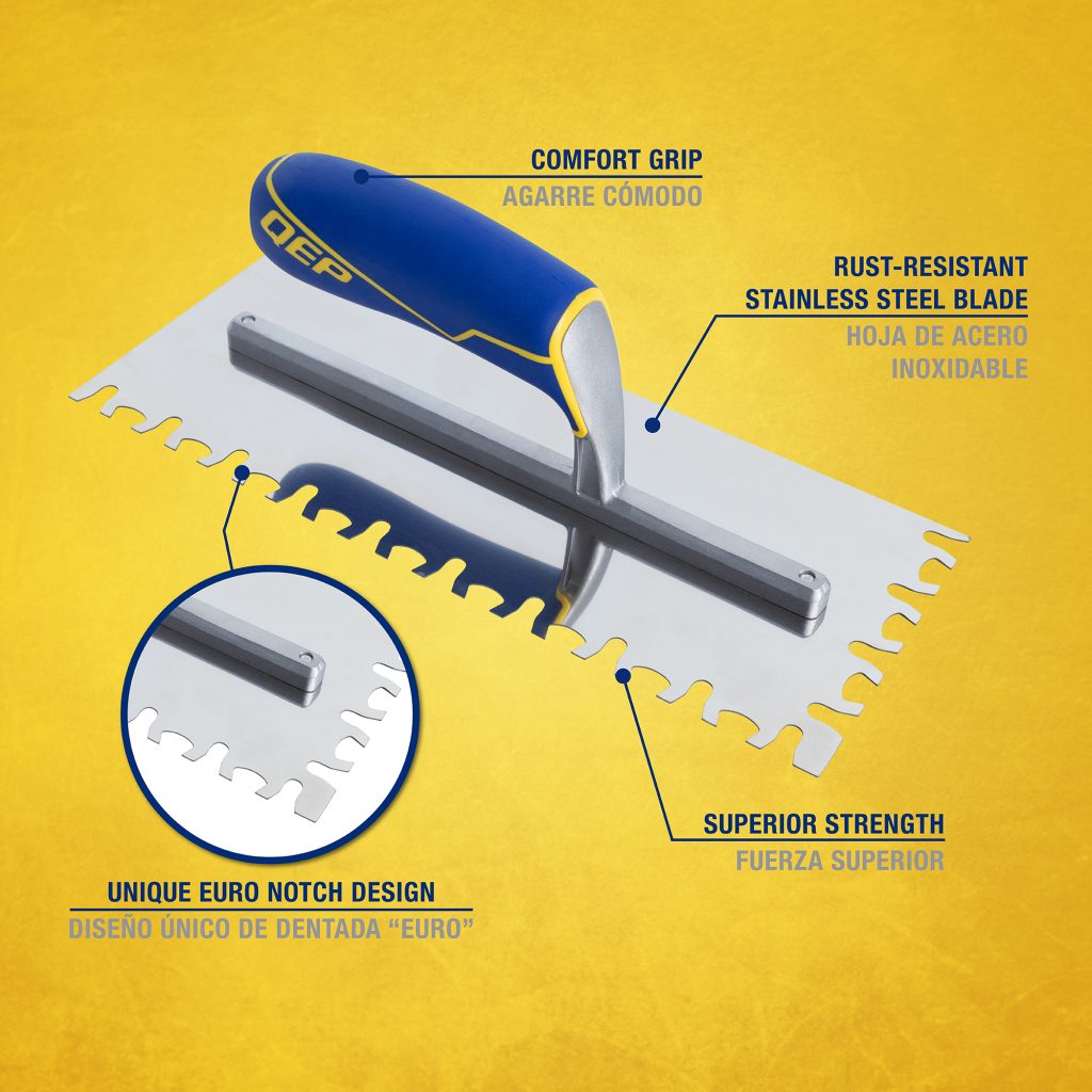 QEP 49918-12 Euro Notch Comfort Grip Trowel