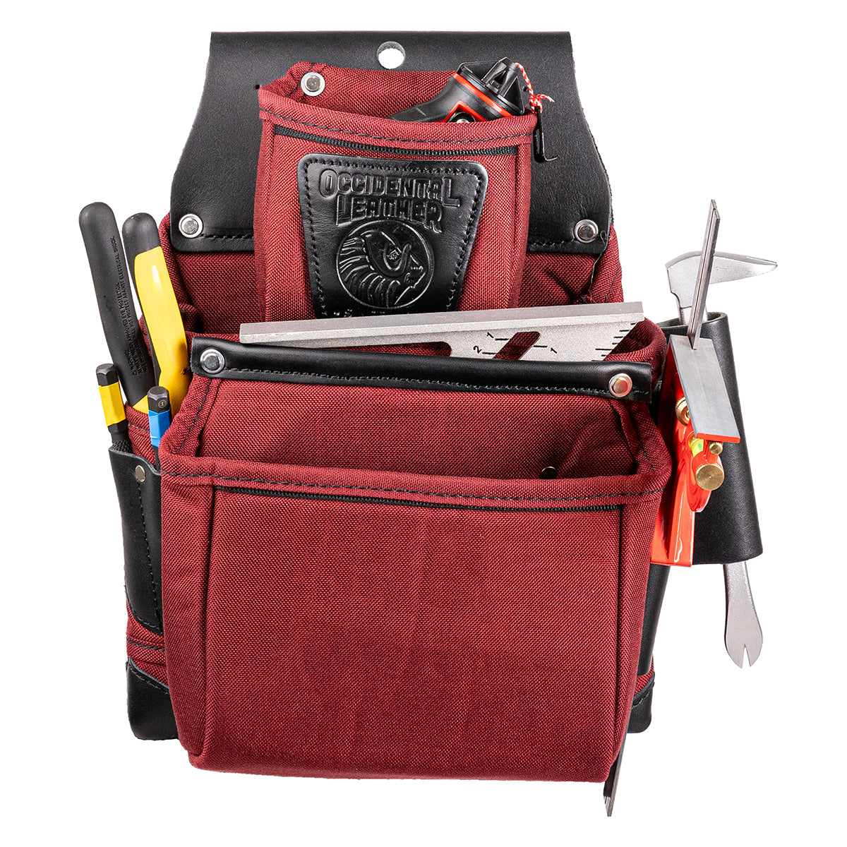 OCCIDENTAL LEATHER  R8060 OxyLights 3 Pouch Fastener Bag – Red and Black