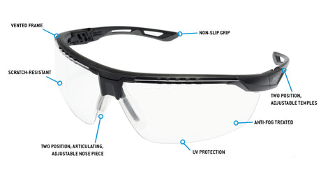 PYRAMEX  TruFlex Half Frame Clear Lens Safety Glasses With H2X Anti-fog