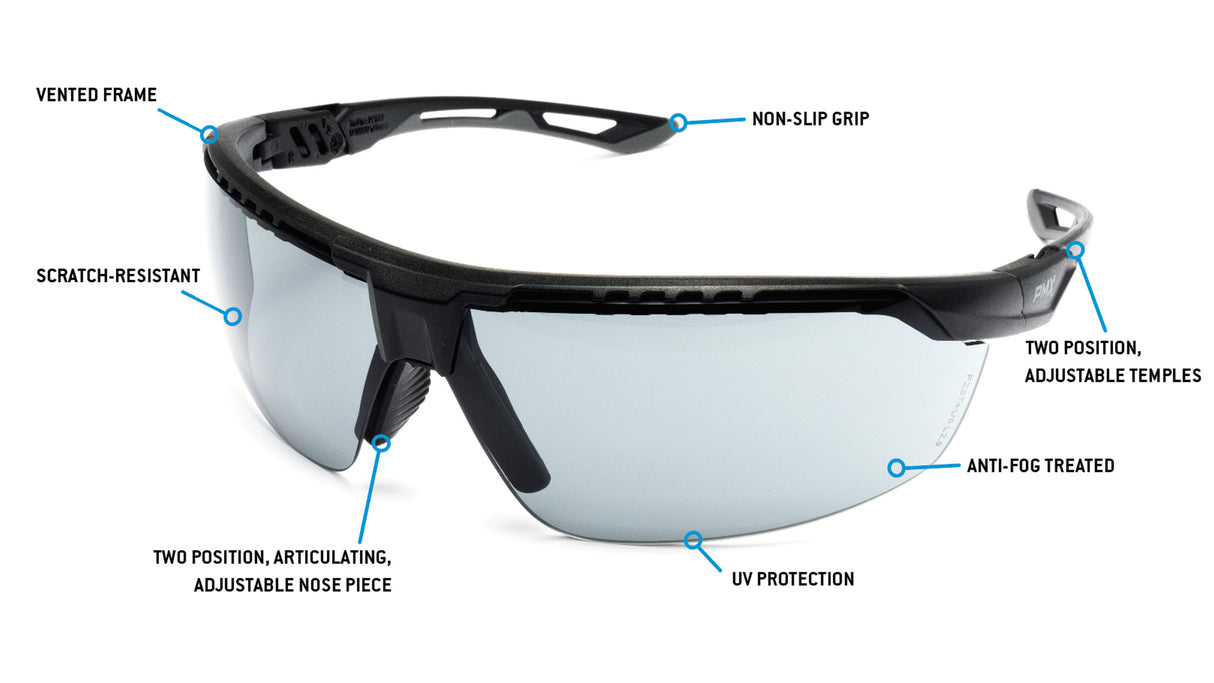 PYRAMEX  TruFlex Half Frame Grey Lens Safety Glasses With H2X Anti-fog