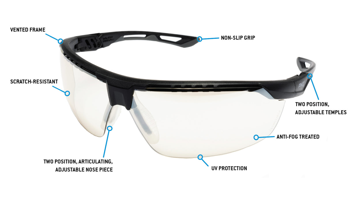 PYRAMEX  TruFlex Half Frame Indoor/Outdoor Lens Safety Glasses With H2X Anti-fog