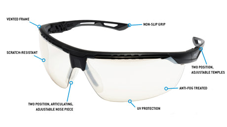 PYRAMEX  TruFlex Half Frame Indoor/Outdoor Lens Safety Glasses With H2X Anti-fog