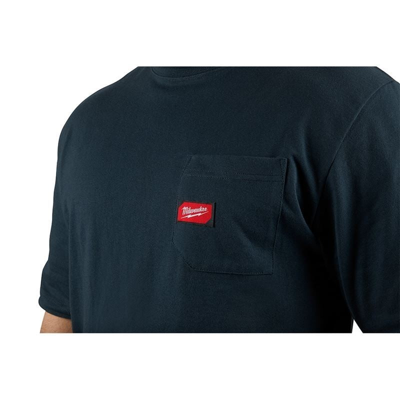 601BL-XL Men's Heavy Duty Pocket T-Shirt - Short Sleeve - Blue X-Large