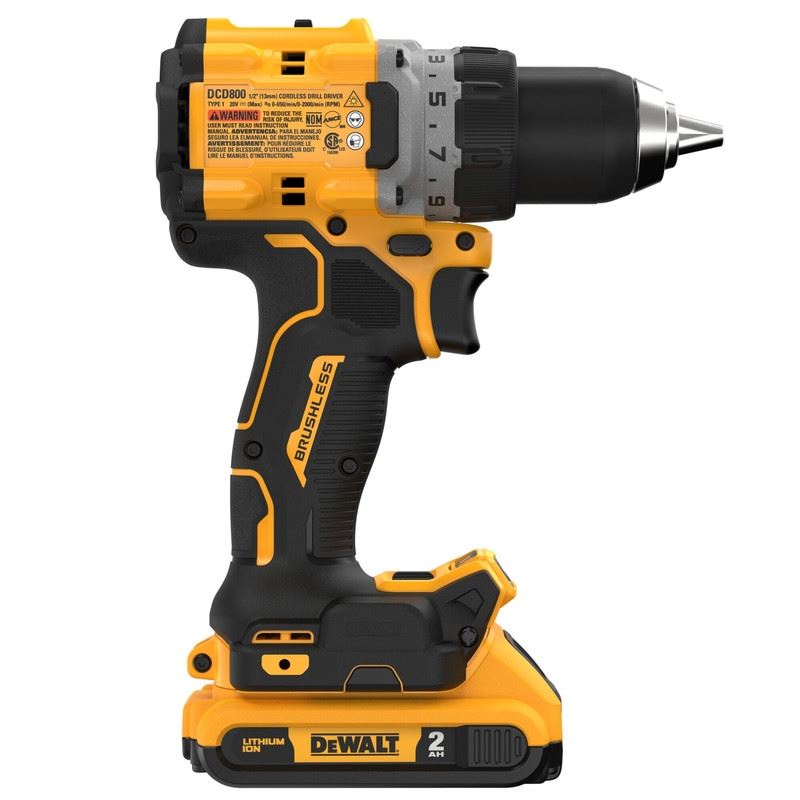 DEWALT DCD800D2 20V MAX XR Brushless Cordless 1/2 in. Drill/Driver Kit