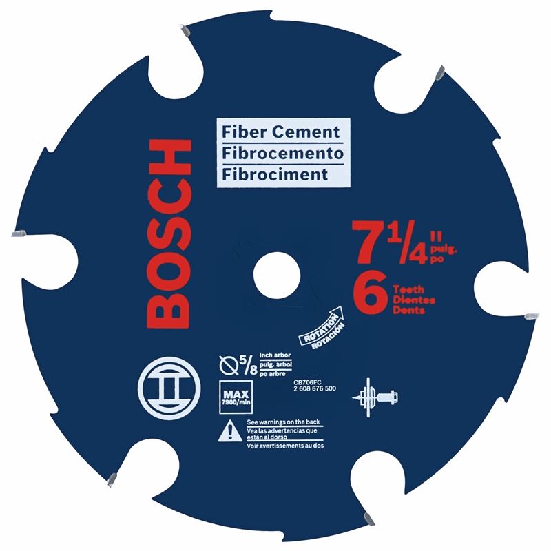Bosch | CB706FC 7-1/4" 6 Tooth Carbide-Tipped Fiber Cement Blade for Standard or Wormdrive Saws