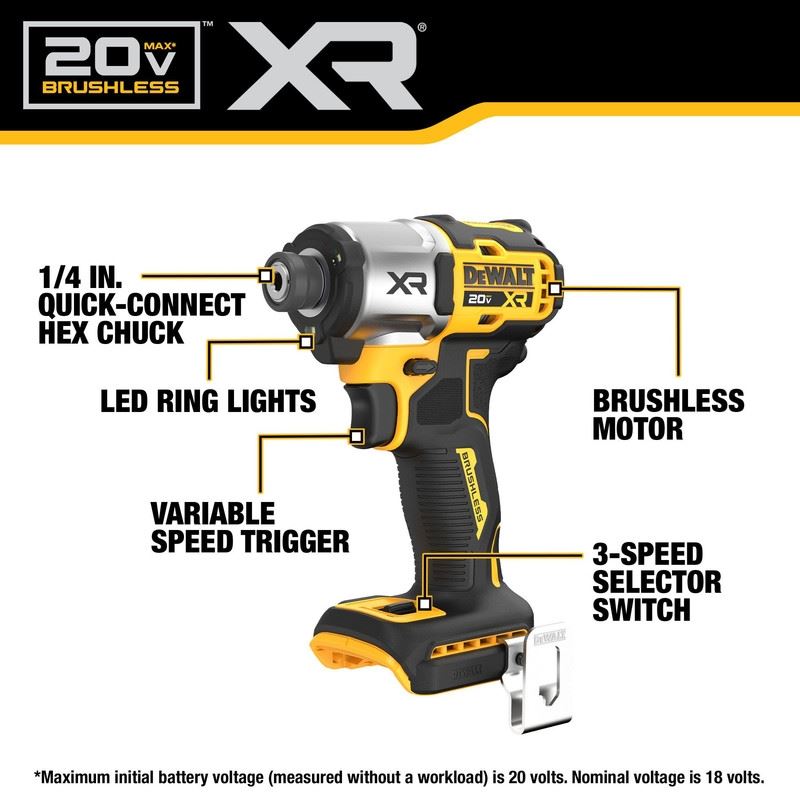 DEWALT DCF845B 20V MAX XR 3-Speed Impact 1/4 in. Driver (Tool Only)