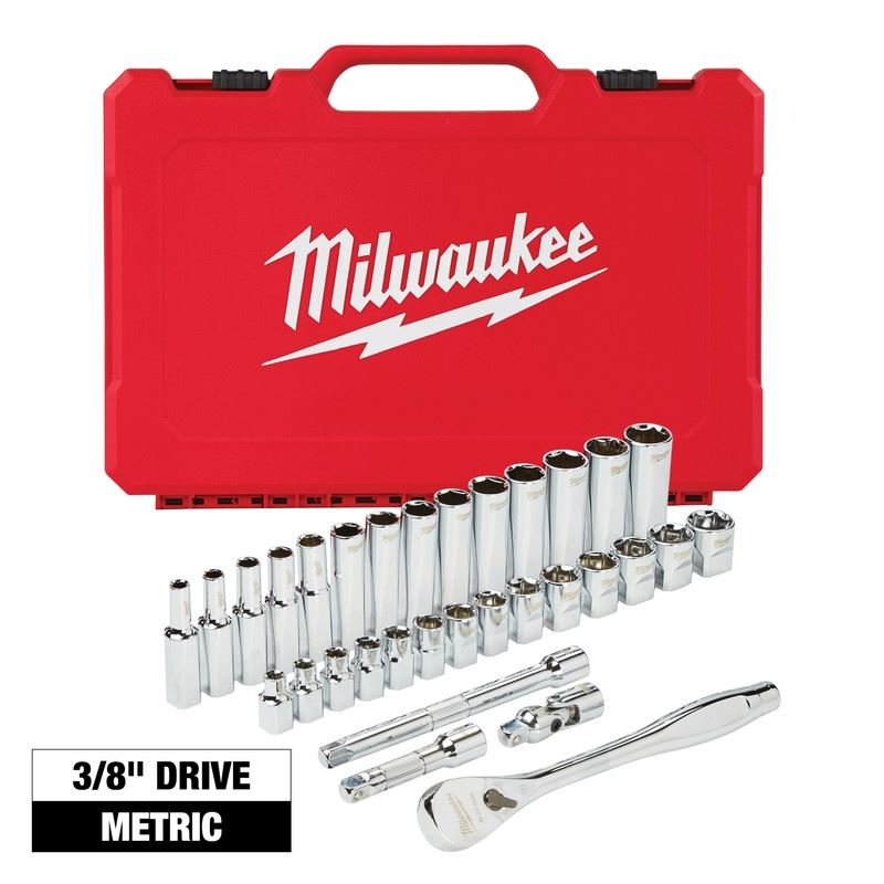 Milwaukee 48-22-9508 3/8in Drive 32pc Ratchet and Socket Set - Metric