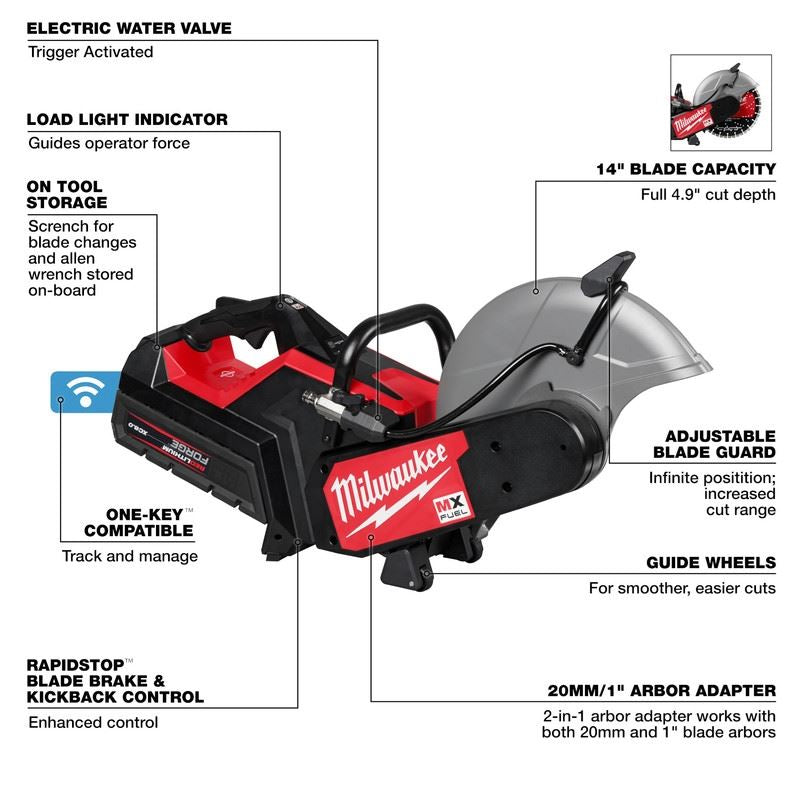 Milwaukee MXF315-2XC MX FUEL 14in Cut-Off Saw w/ RAPIDSTOP Kit
