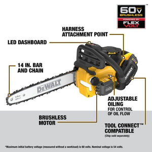 DEWALT DCCS674X2 60V MAX 14 In. Top Handle Chainsaw Kit
