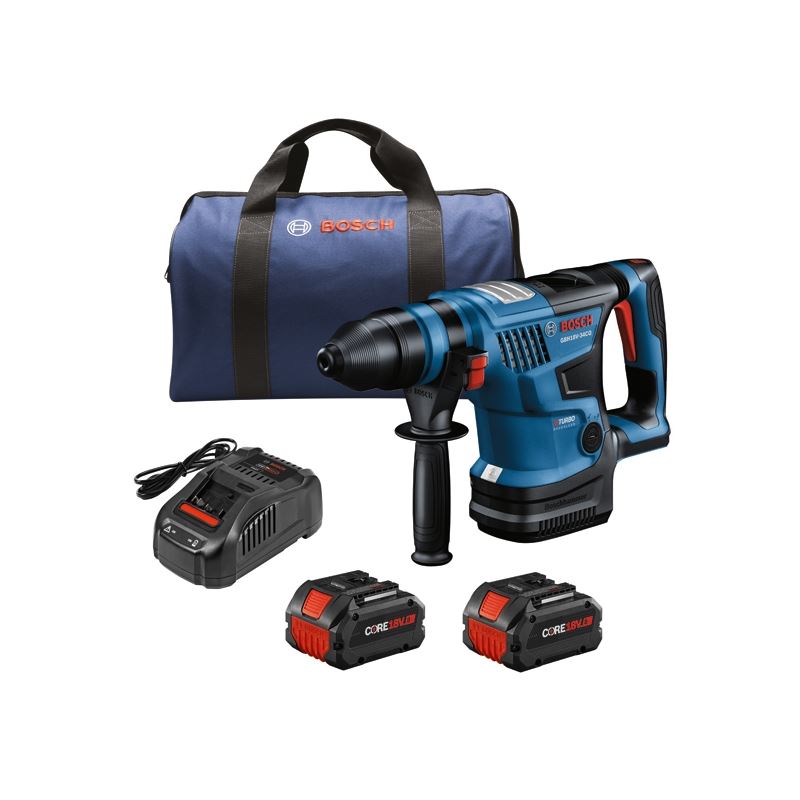 Bosch GBH18V-34CQB24 Connected-Ready SDS-plus Bulldog 1-1/4 In. Rotary Hammer with (2) CORE18V 8Ah High Power Batteries