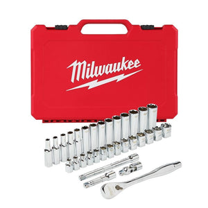 Milwaukee 48-22-9508 3/8in Drive 32pc Ratchet and Socket Set - Metric