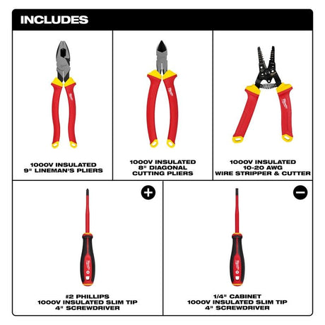 Milwaukee 48-22-2215 5 PC 1000V Insulated Hand Tool Set