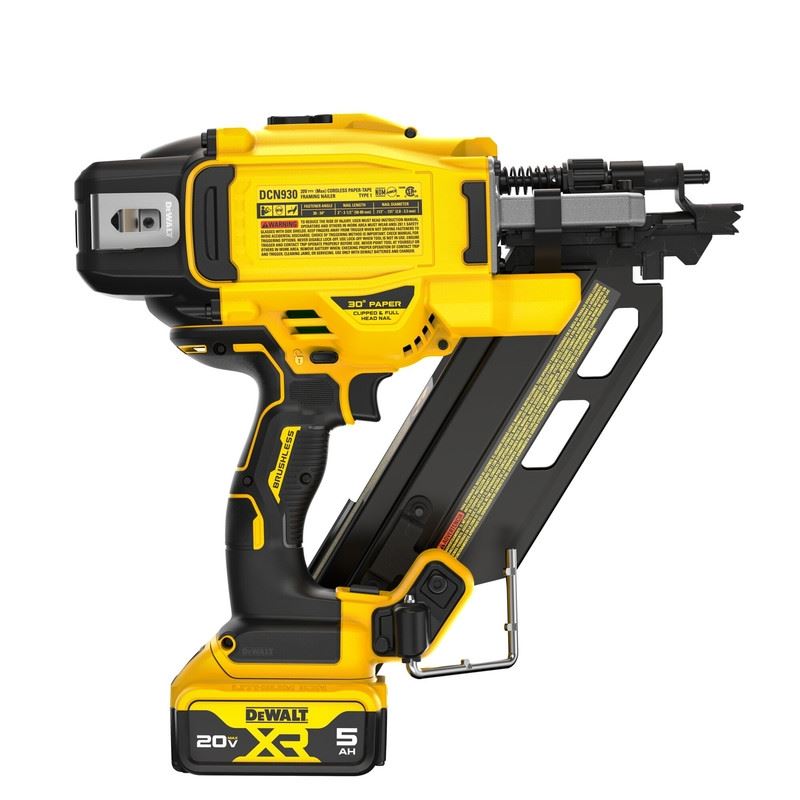 DEWALT DCN930P1 20V MAX Brushless Cordless 30 degree Paper Tape Framing Nailer Kit