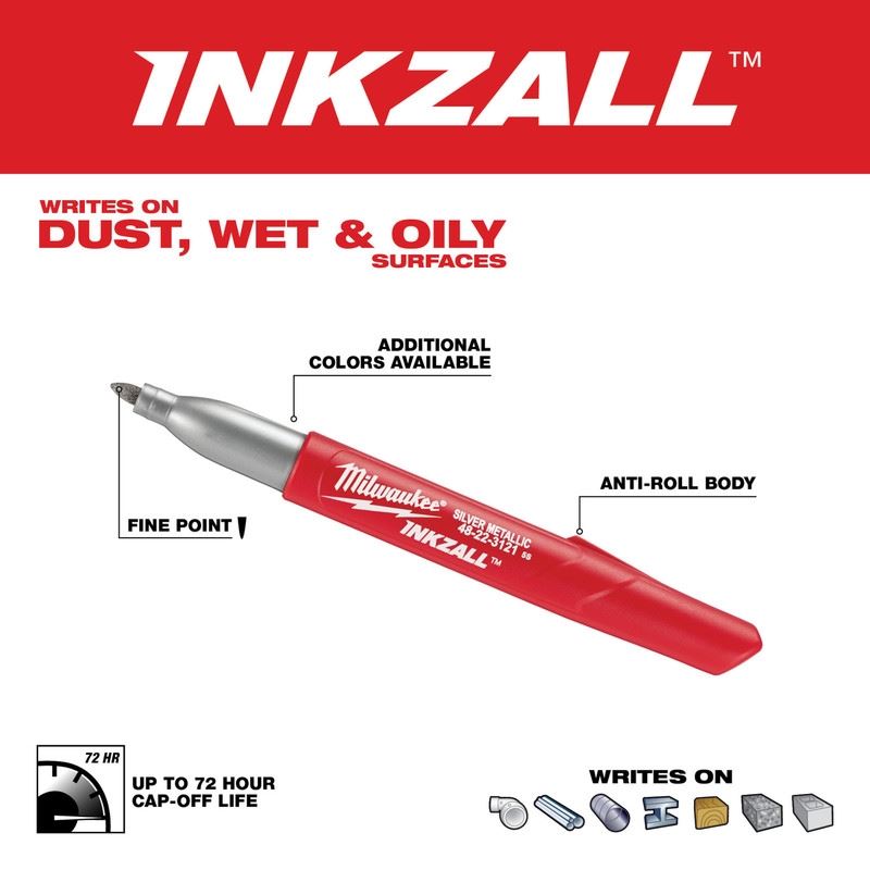 Milwaukee 48-22-3123 INKZALL Fine Point Metallic Marker - 2pk