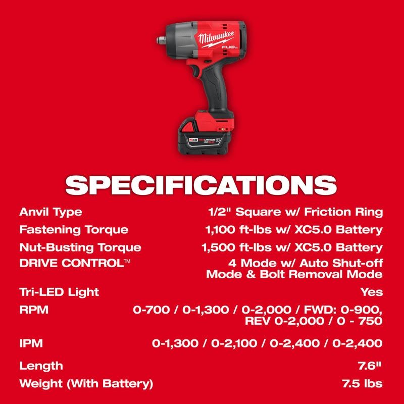 Milwaukee 2967-22GG M18 FUEL 1/2in HTIW w/ Friction Ring and Grease Gun Combo Kit