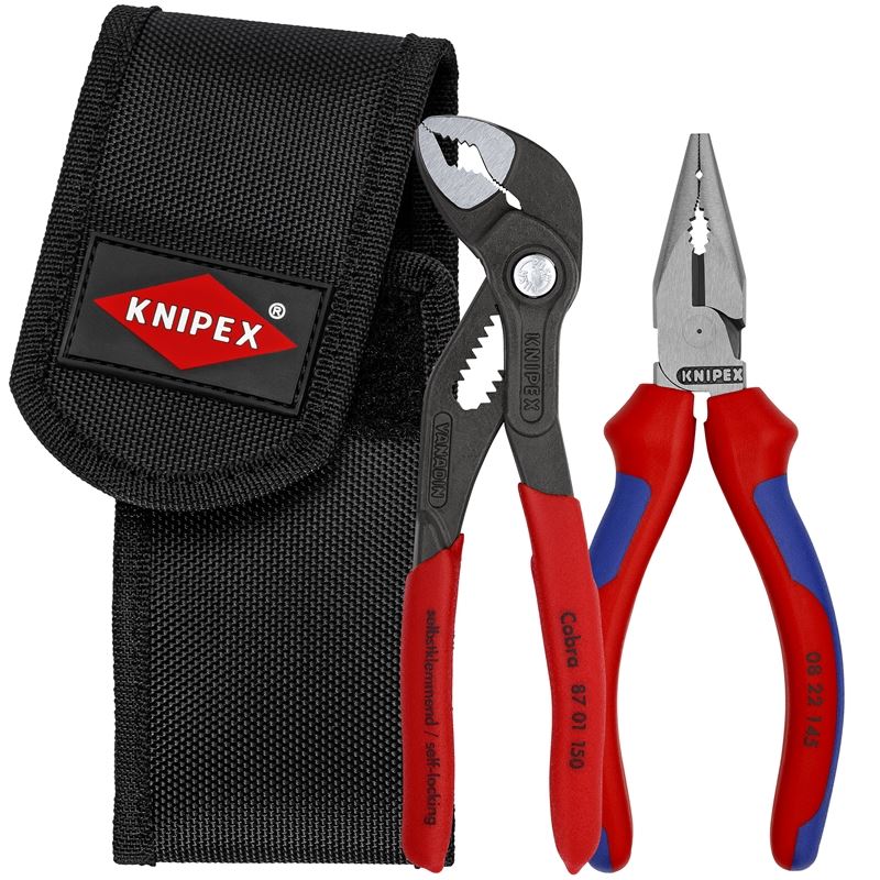 KNIPEX 00 20 72 V06 2 Pc Mini Pliers in Belt Pouch - Cobra and Needle-Nose
