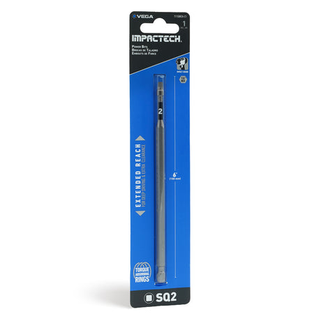 Impactech Square #2 Power Bit x 6" - Carded 1pc