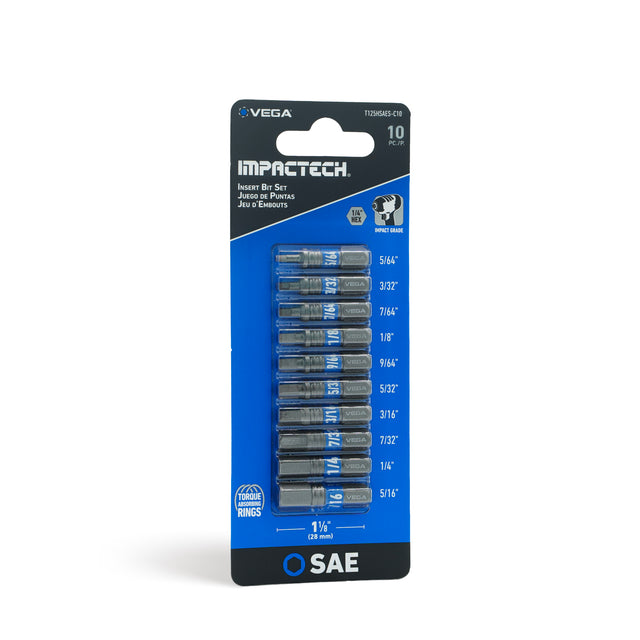 Impactech Hex SAE Insert Bit Set x 1" - Carded 10pc