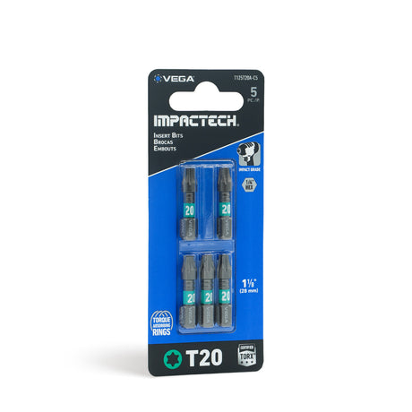 Impactech Torx 20 Insert Bit x 1" - Carded 5pc