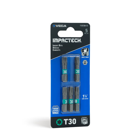 Impactech Torx 30 Insert Bit x 1" - Carded 5pc