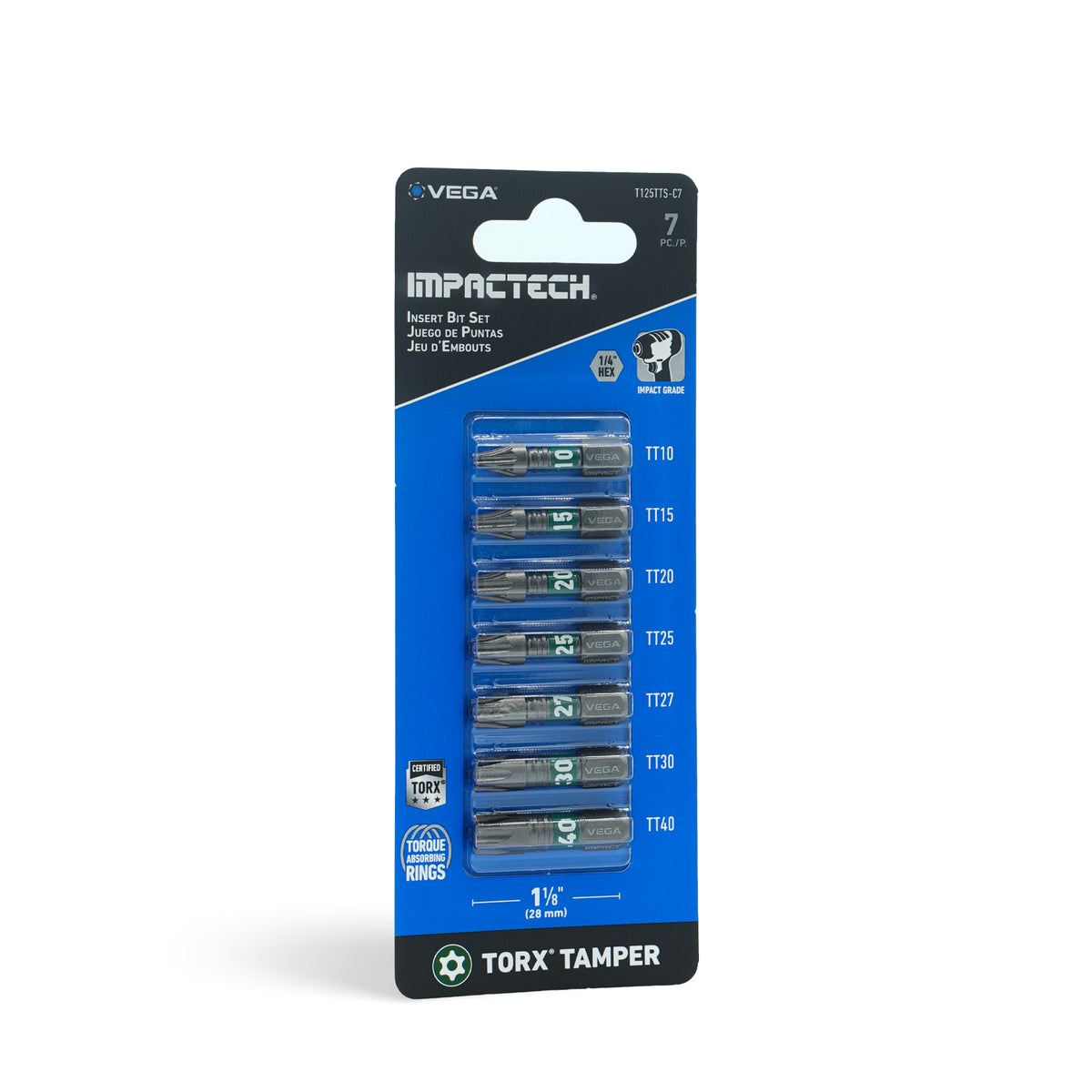 Impactech Torx Tamper Insert Bit Set x 1" - Carded 7pc