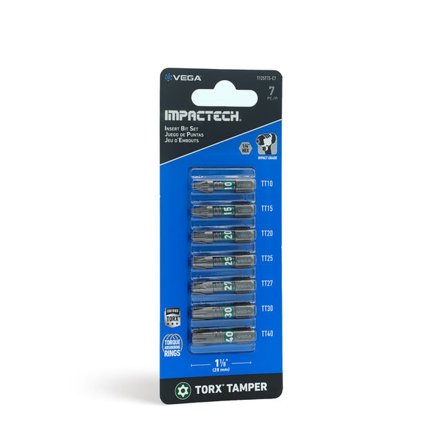 Impactech Torx Tamper Insert Bit Set x 1" - Carded 7pc