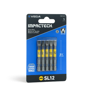 Impactech Slotted #12 Power Bit x 2" - Carded 5pc