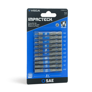 Impactech Hex SAE Power Bit Set x 2" - Carded 10pc