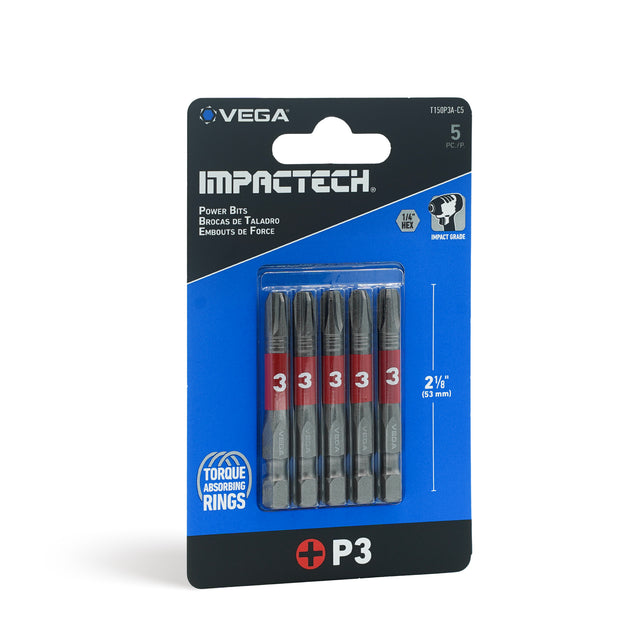Impactech Phillips #3 Power Bit x 2" - Carded 5pc